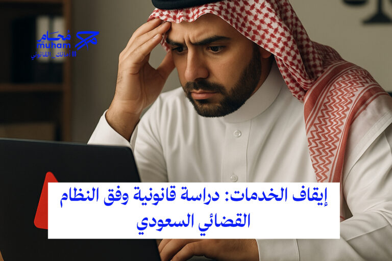 إيقاف الخدمات: دراسة قانونية وفق النظام القضائي السعودي